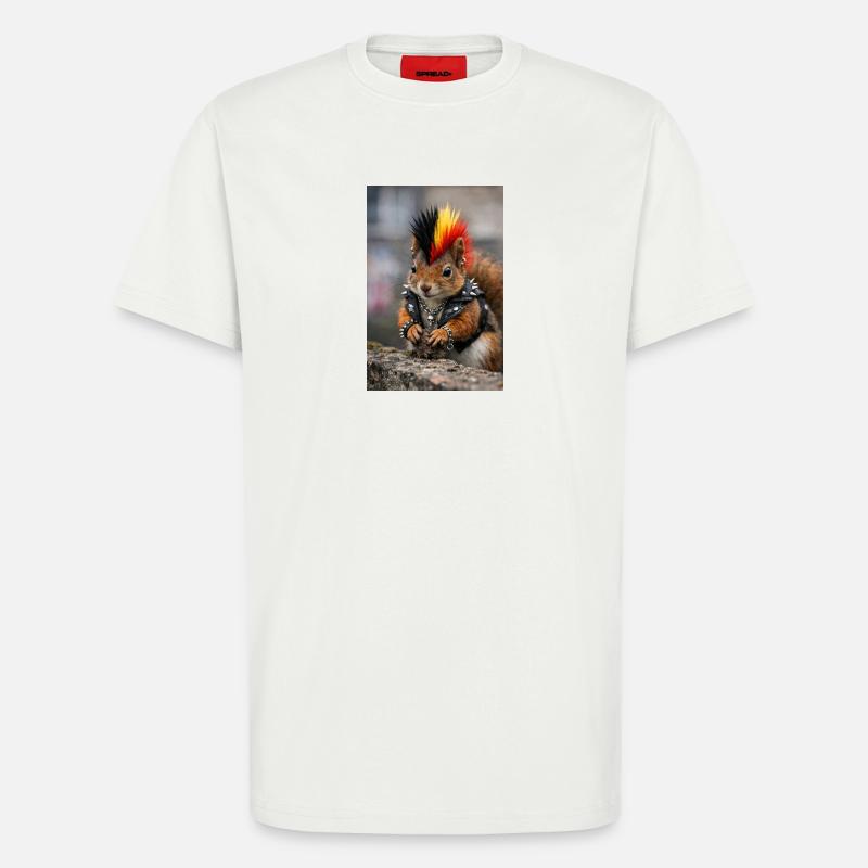 Punk Eichhörnchen mit Lederweste - T-Shirt - made by SPREAD - OFF WHITE