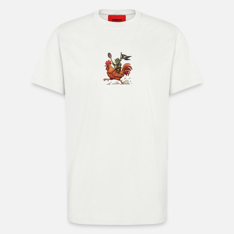Koboldreiter auf einem Hahn - T-Shirt - made by SPREAD - OFF WHITE