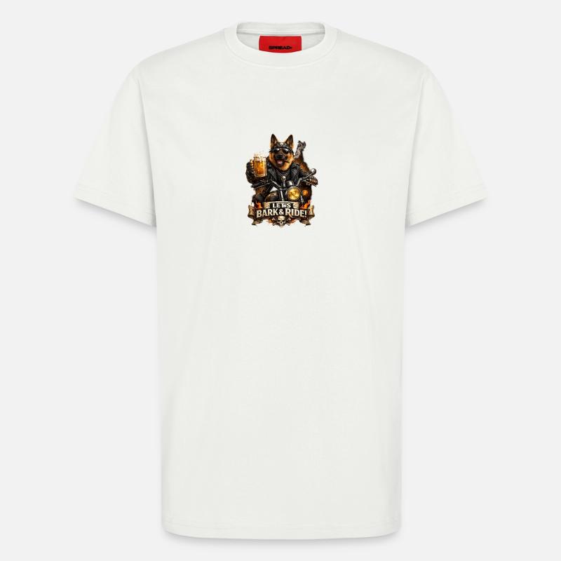 Let’s Bark & Ride – Fun Biker Dog - T-Shirt - made by SPREAD - OFF WHITE