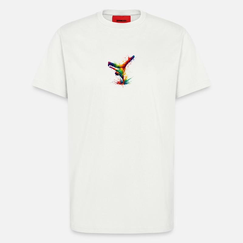 Main Danse Arc-en-Ciel Éclaboussée - T-shirt bio décontracté fabriqué en UE - OFF WHITE