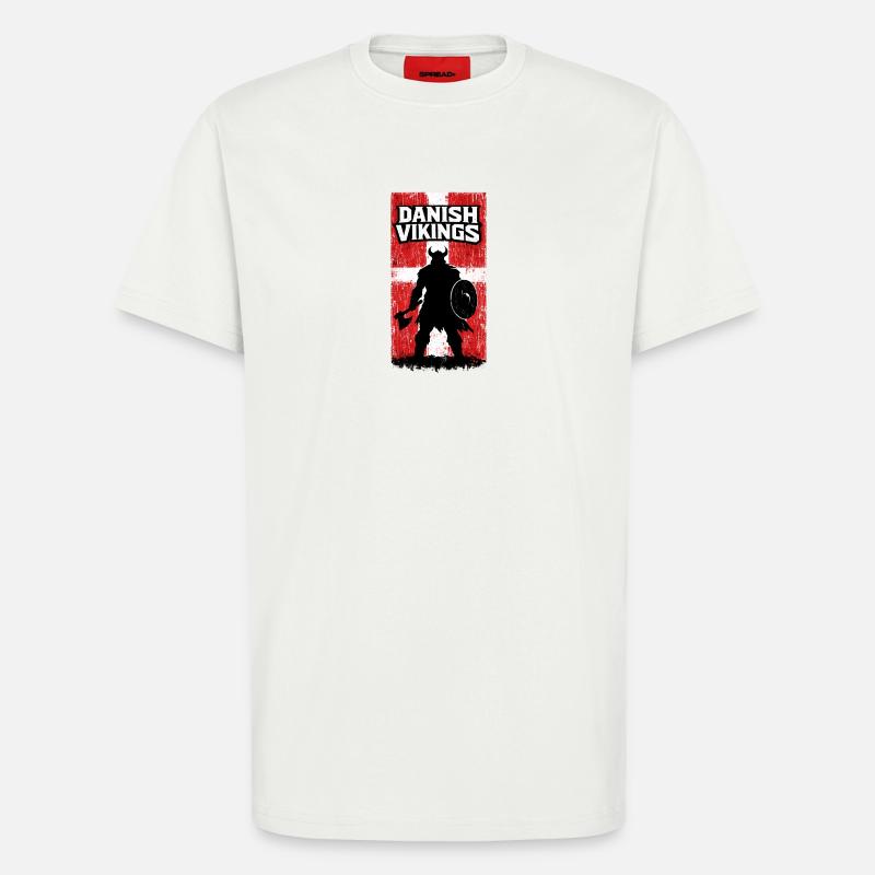 Dänische Wikinger – Wikingerkrieger-Dänische Flagge - T-Shirt - made by SPREAD - OFF WHITE