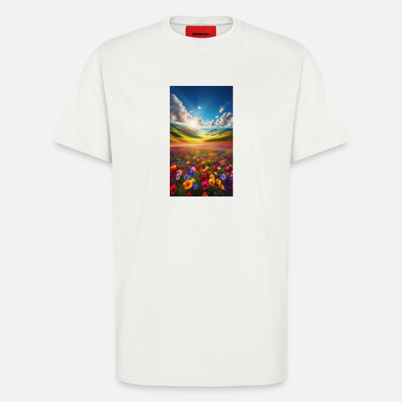 Rainbow meadow in sunlight - T-Shirt - made by SPREAD - OFF WHITE