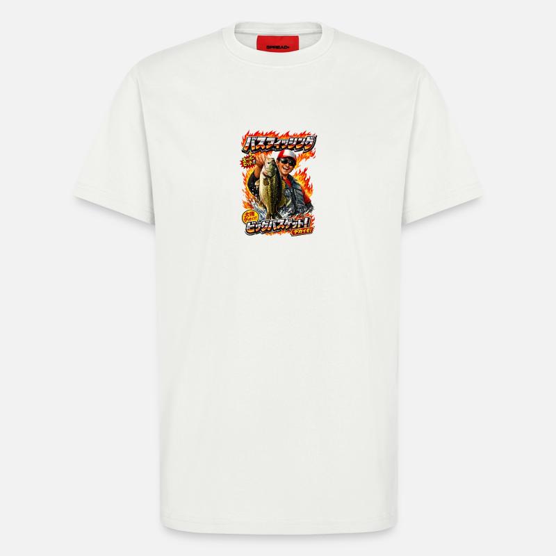 Logo de pêche - T-shirt bio décontracté fabriqué en UE - OFF WHITE