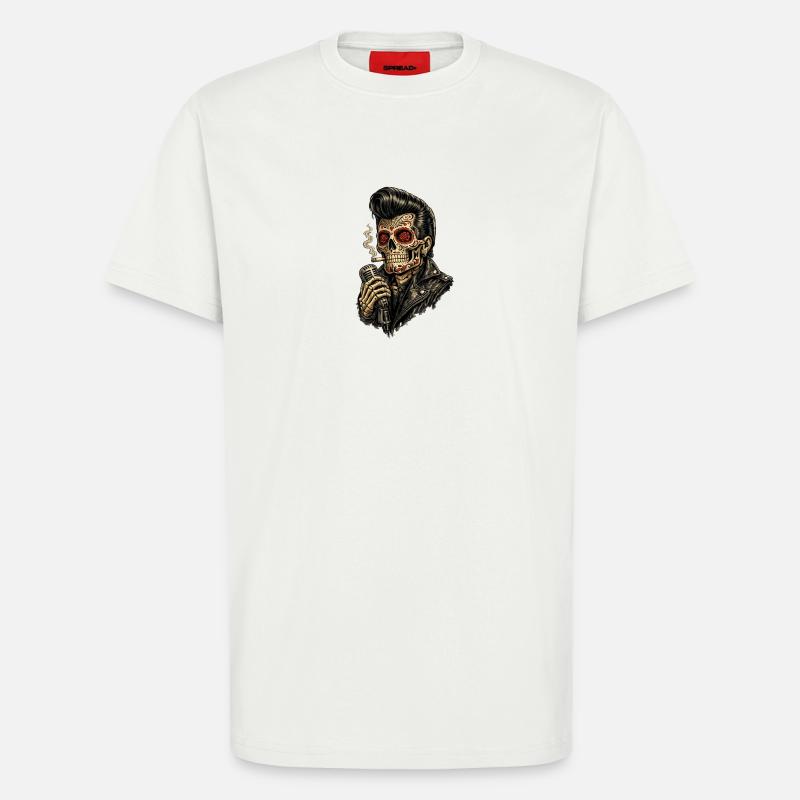 Skeleton Sugar Skull Rockabilly Microphone - T-Shirt - made by SPREAD - OFF WHITE