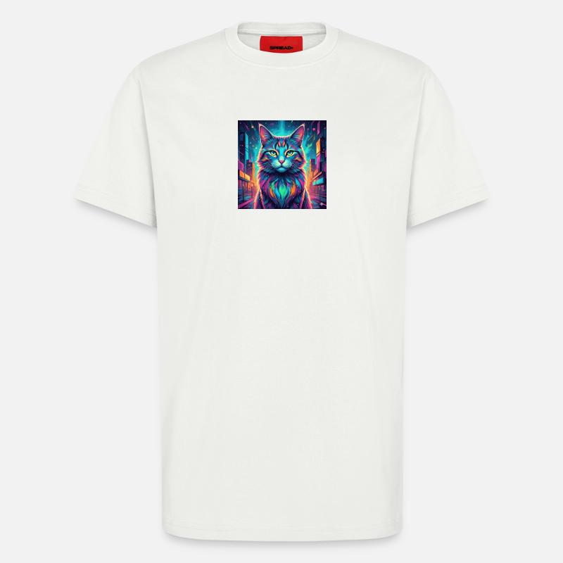 Chat néon - T-shirt bio décontracté fabriqué en UE - OFF WHITE