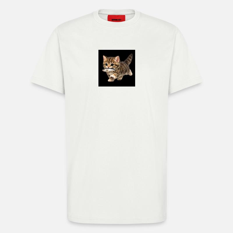 kitten has caught a fish - T-Shirt - made by SPREAD - OFF WHITE