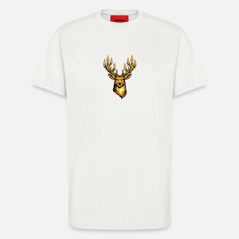 Weihnachtshirsch mit Kerzen - T-Shirt - made by SPREAD - OFF WHITE