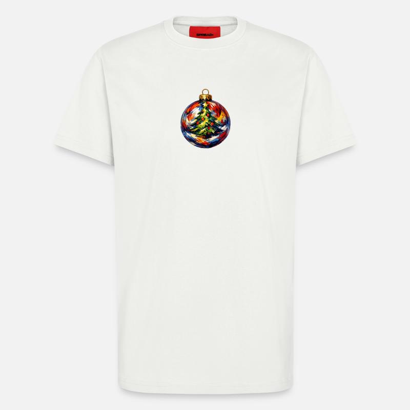 Weihnachtskugel mit Tannenbaummotiv . KI generiert - T-Shirt - made by SPREAD - OFF WHITE