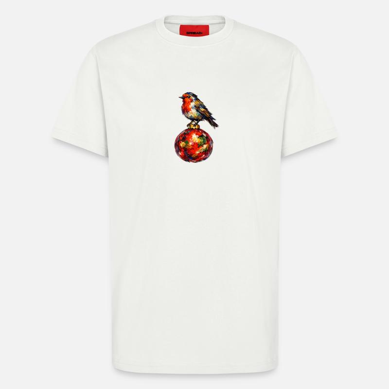 Vogel auf Weihnachtskugel . KI generiert - T-Shirt - made by SPREAD - OFF WHITE