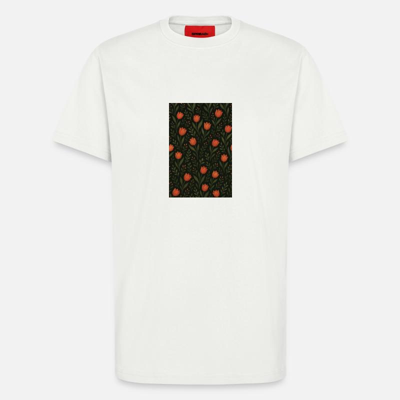 Motif Tulipe - T-shirt bio décontracté fabriqué en UE - OFF WHITE