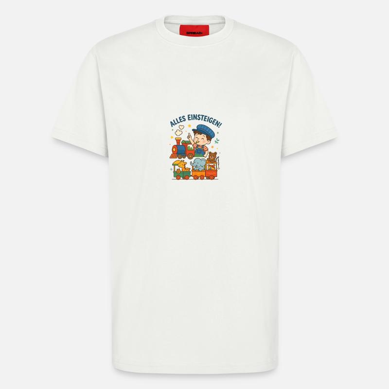 Eisenbahn Kinder Alles Einsteigen - T-Shirt - made by SPREAD - OFF WHITE
