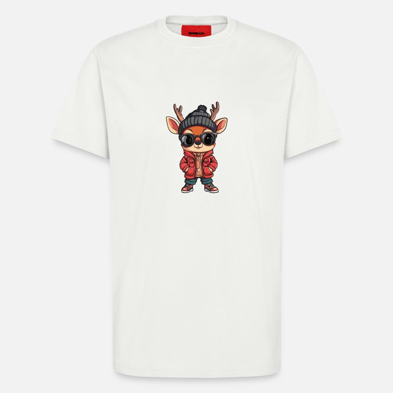 Hirsch Winter Comic - T-Shirt - made by SPREAD - OFF WHITE