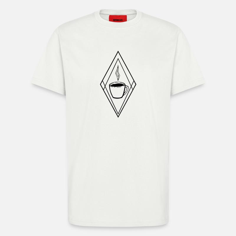 Kaffeebecher mit minimalistischer Grafik - T-Shirt - made by SPREAD - OFF WHITE