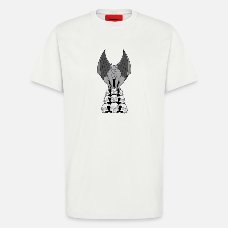 Gargoyle Dämon über Schädeln - T-Shirt - made by SPREAD - OFF WHITE