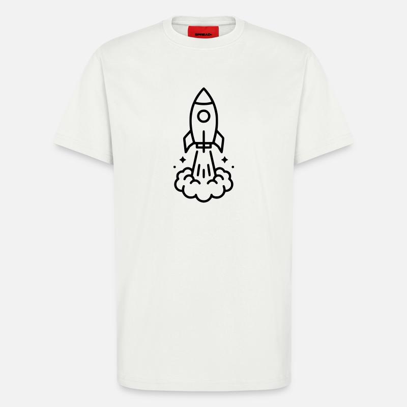 Icône spatiale de lancement de fusée - T-shirt bio décontracté fabriqué en UE - OFF WHITE