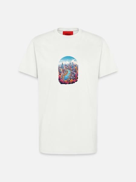 Paysage urbain - T-shirt bio décontracté fabriqué en UE - OFF WHITE