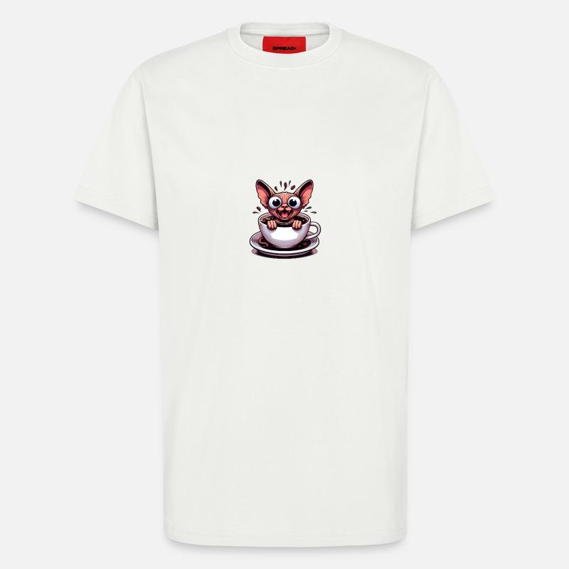 Sphinx Katze Kaffee Koffeinschock Lustig - T-Shirt - made by SPREAD - OFF WHITE
