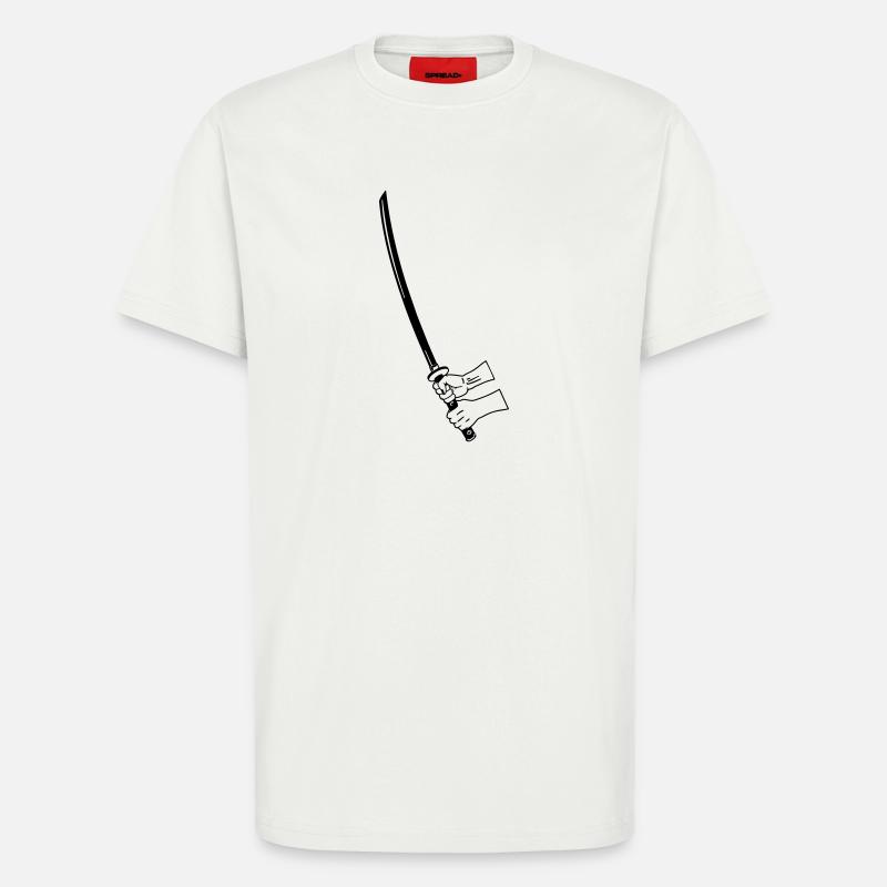 Samurai Busihdo katana with two hands - T-Shirt - made by SPREAD - OFF WHITE