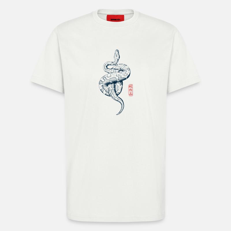 Python mit Kanji Stempel - T-Shirt - made by SPREAD - OFF WHITE