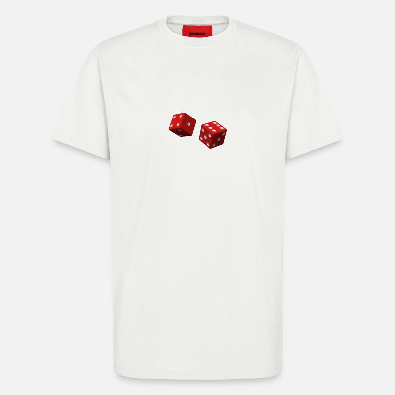 dés rouges - T-shirt bio décontracté fabriqué en UE - OFF WHITE