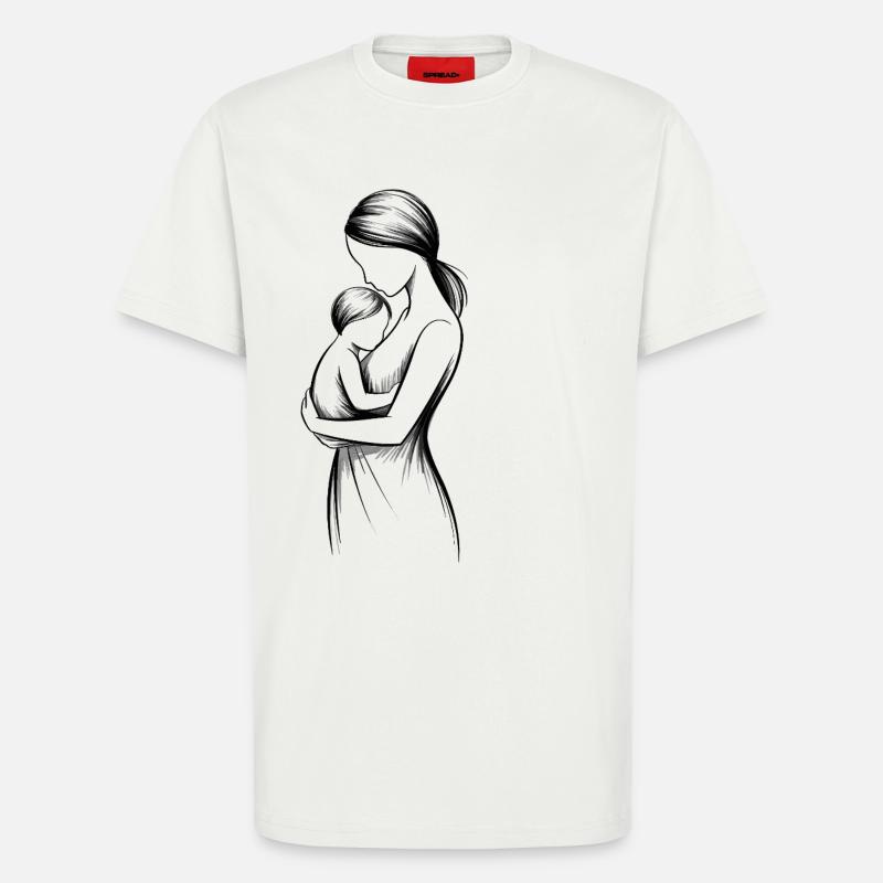 Schwarz-Weiß MutterKind Silhouette - T-Shirt - made by SPREAD - OFF WHITE