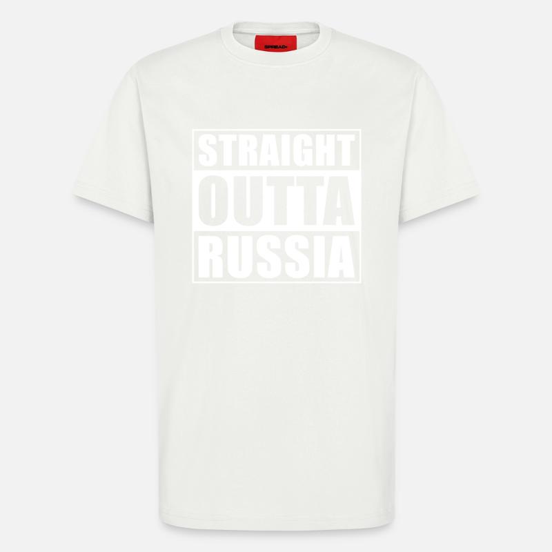 Straight outta Russie - T-shirt bio décontracté fabriqué en UE - OFF WHITE