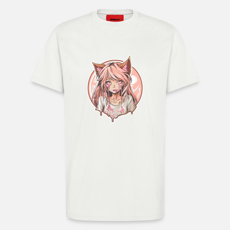 Cooles Anime-Fuchs-Mädchen - T-Shirt - made by SPREAD - OFF WHITE