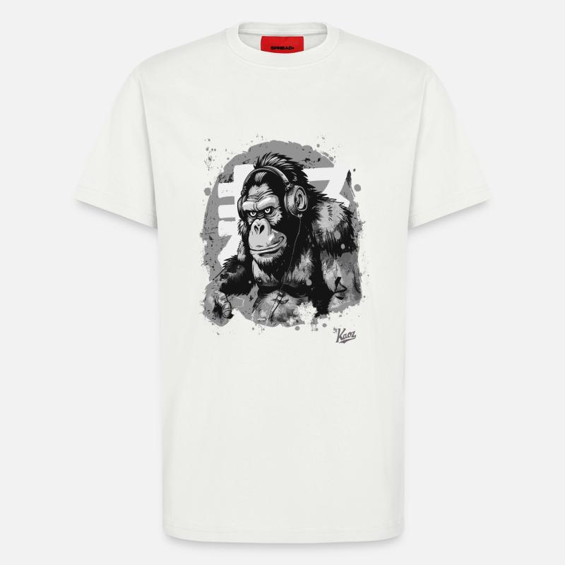 Funky Musik Kopfhörer Schimpansen-Affe - T-Shirt - made by SPREAD - OFF WHITE
