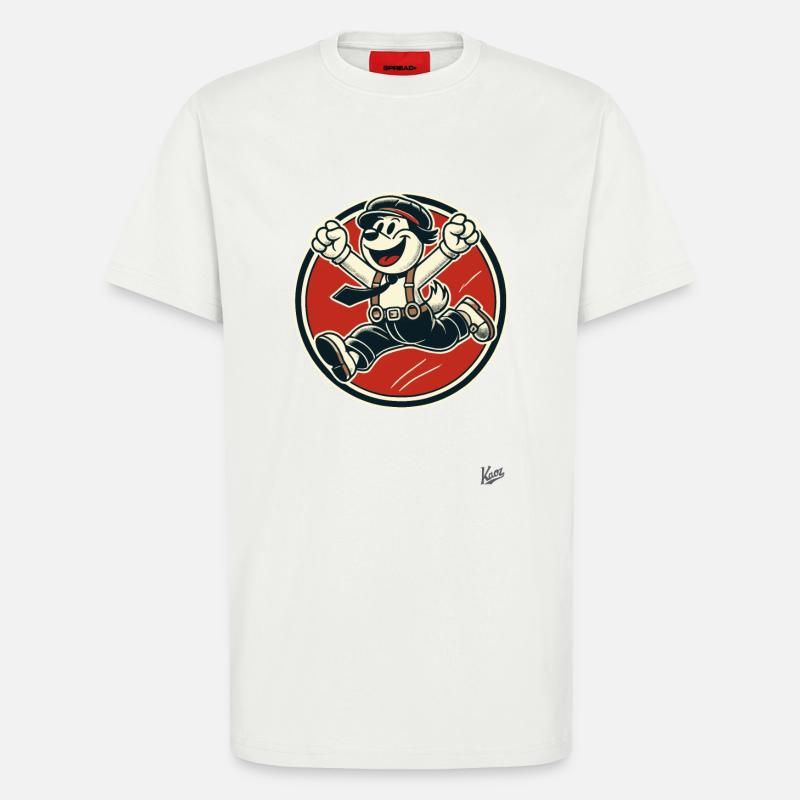 Chien rétro joyeux garçon - T-shirt bio décontracté fabriqué en UE - OFF WHITE