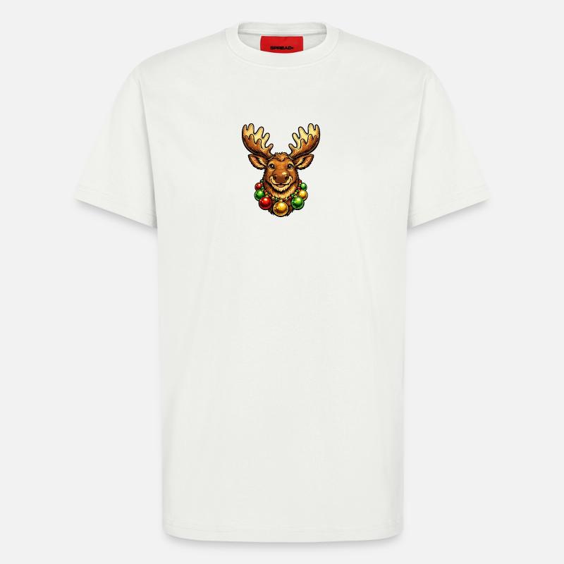 Elch mit Weihnachtsbaumkugelkette - T-Shirt - made by SPREAD - OFF WHITE