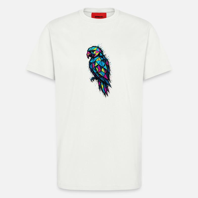 Low Poly Parrot: Bunte Geometrie - T-Shirt - made by SPREAD - OFF WHITE