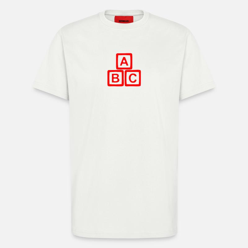 Conception contrastée de bloc ABC - T-shirt bio décontracté fabriqué en UE - OFF WHITE