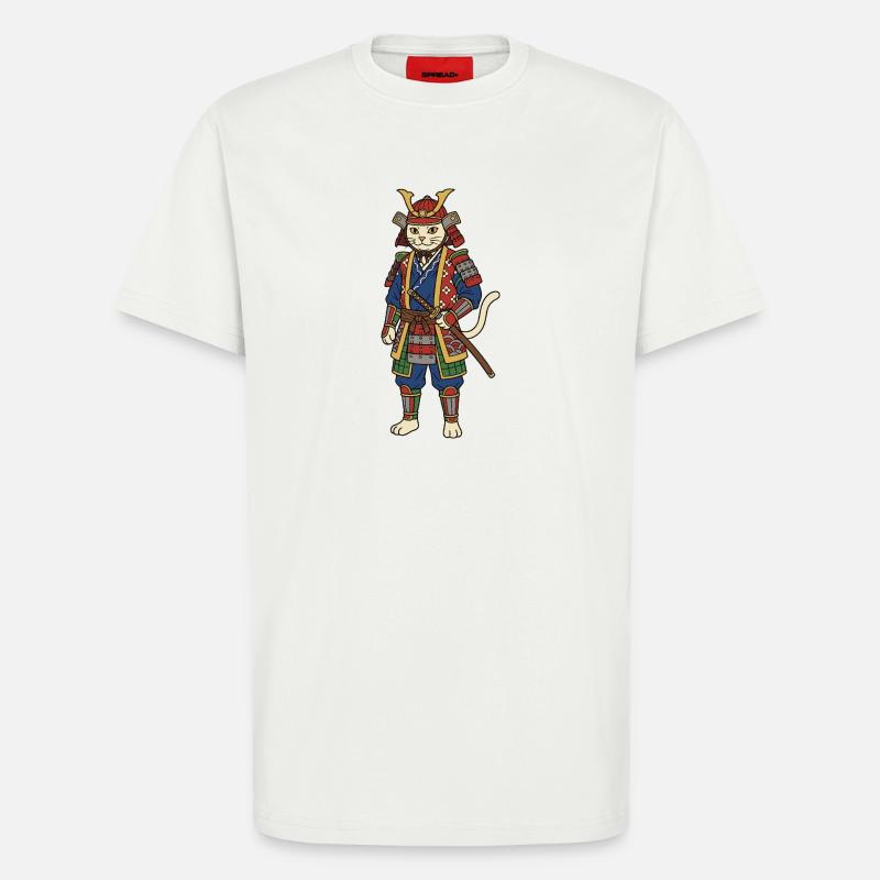 cat samurai - T-Shirt - made by SPREAD - OFF WHITE