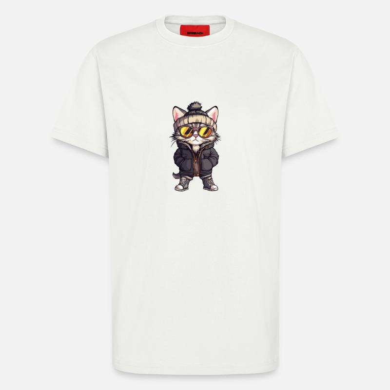Katze Winter Comic - T-Shirt - made by SPREAD - OFF WHITE