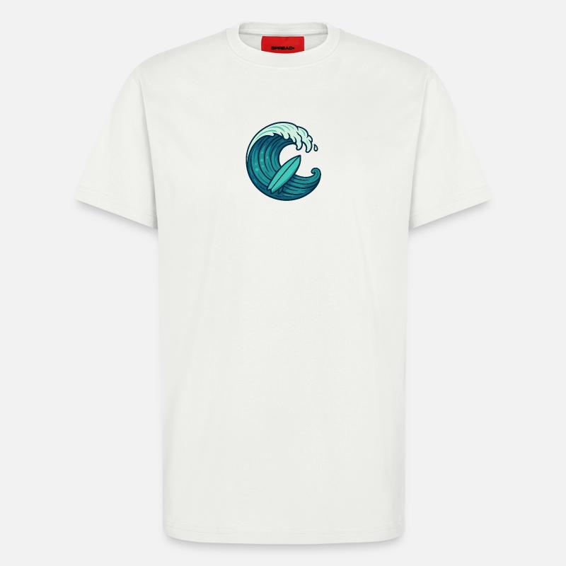 Surf Welle – Retro Surfbrett Design - T-Shirt - made by SPREAD - OFF WHITE