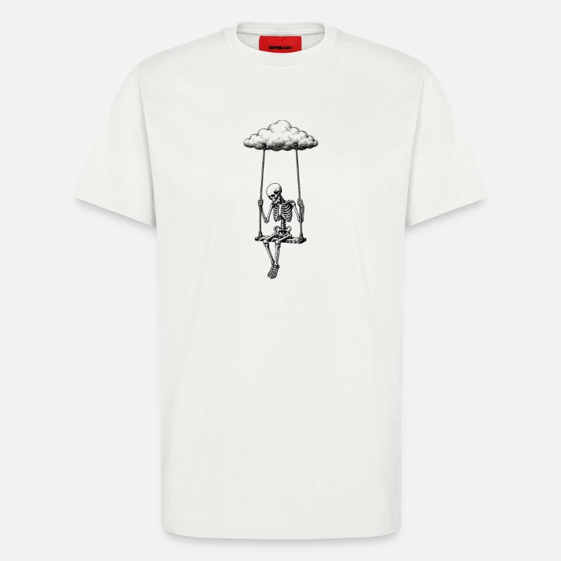 Skeleton on cloud swing motif - T-Shirt - made by SPREAD - OFF WHITE