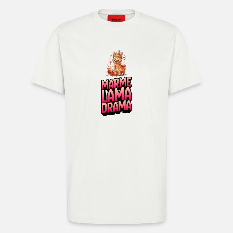 Drame Marme Lama - T-shirt bio décontracté fabriqué en UE - OFF WHITE