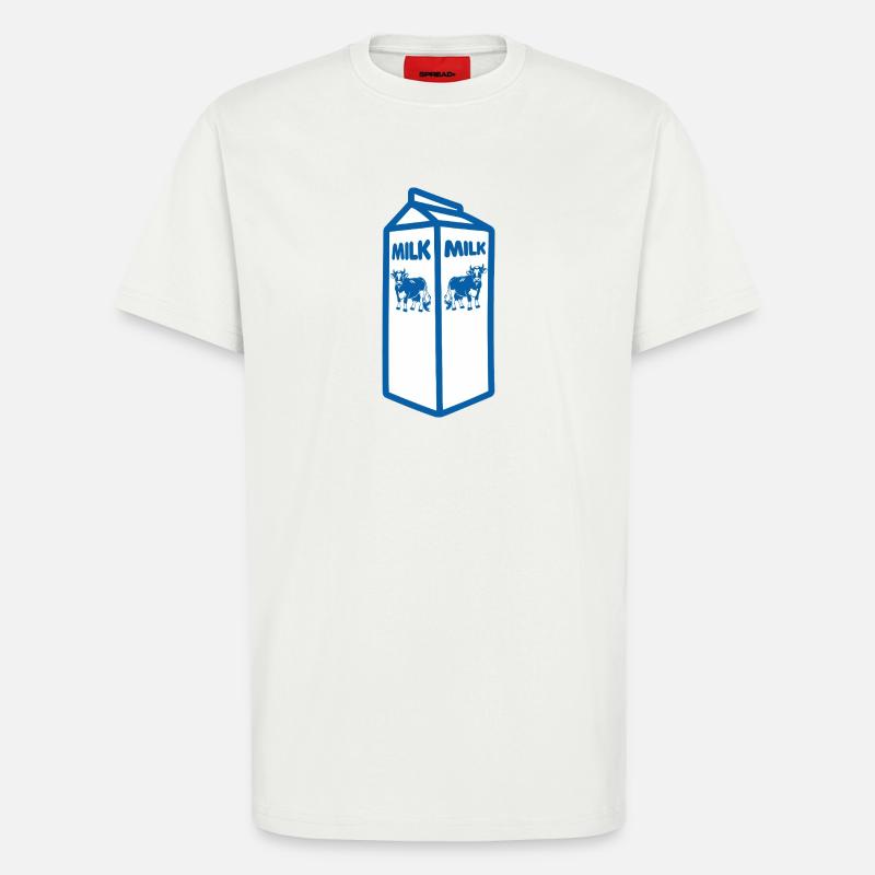 Blauer Milchkarton und Kuh-Design - T-Shirt - made by SPREAD - OFF WHITE