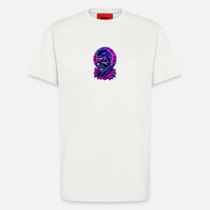 Neon Gothic Skull mit Kopfhörern - T-Shirt - made by SPREAD - OFF WHITE