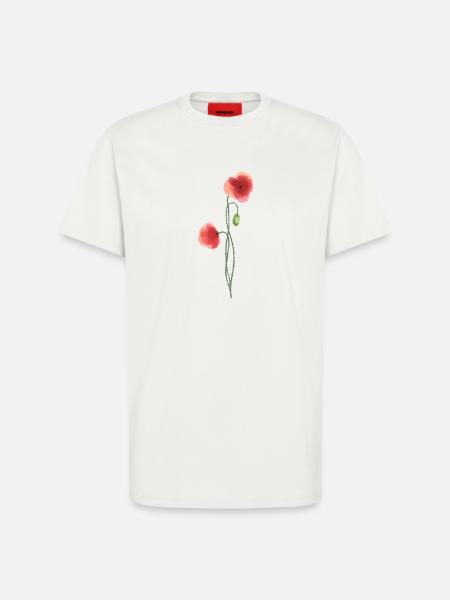 Blume: roter Mohn - T-Shirt - made by SPREAD - OFF WHITE