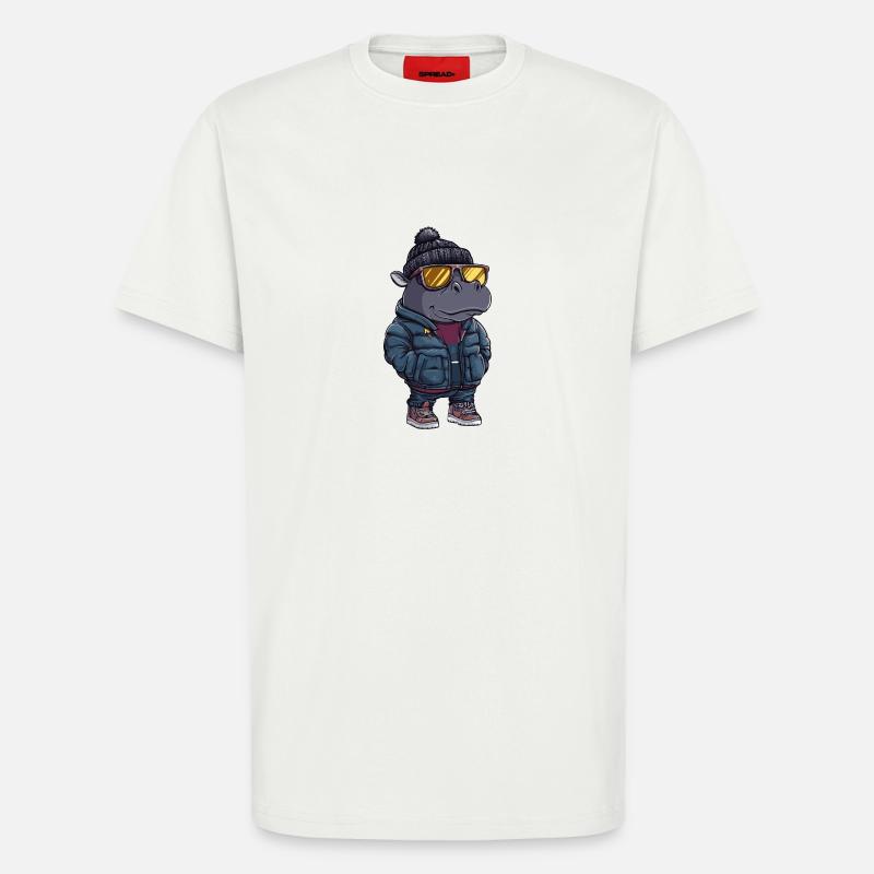 Nilpferd Winter Comic - T-Shirt - made by SPREAD - OFF WHITE