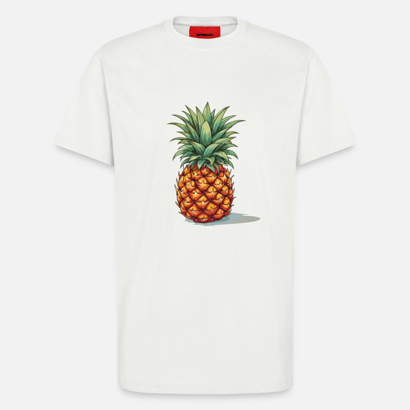 Ananas - illustration - T-shirt bio décontracté fabriqué en UE - OFF WHITE