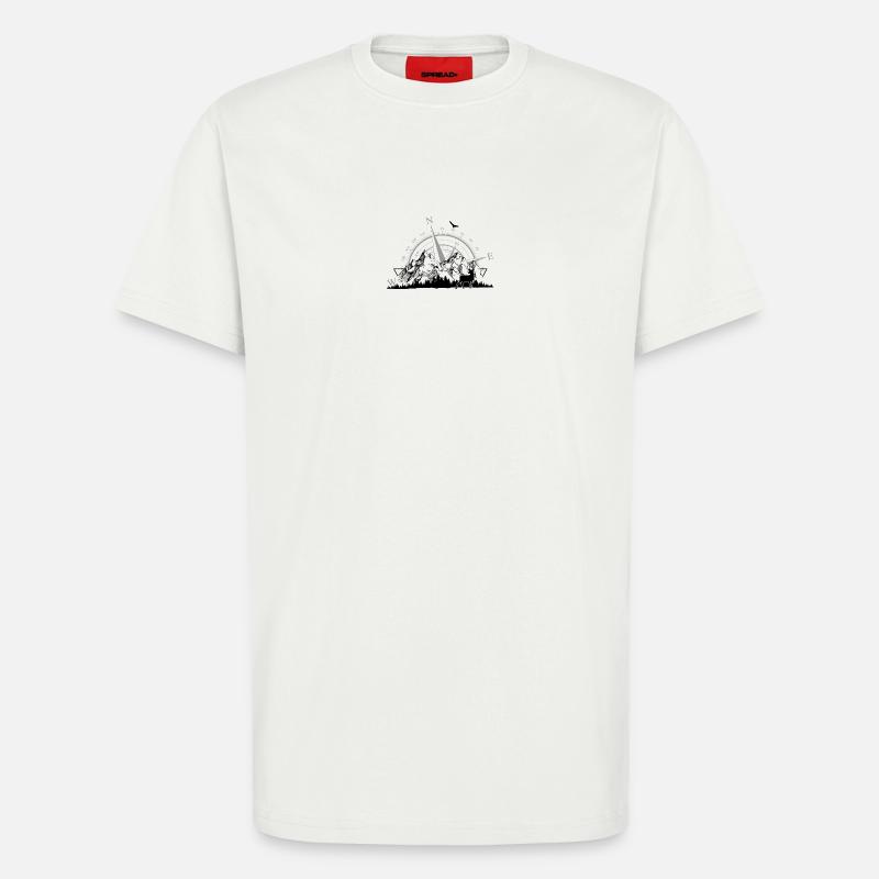 Kompass Rose Minimalistisch Marinegrau - T-Shirt - made by SPREAD - OFF WHITE