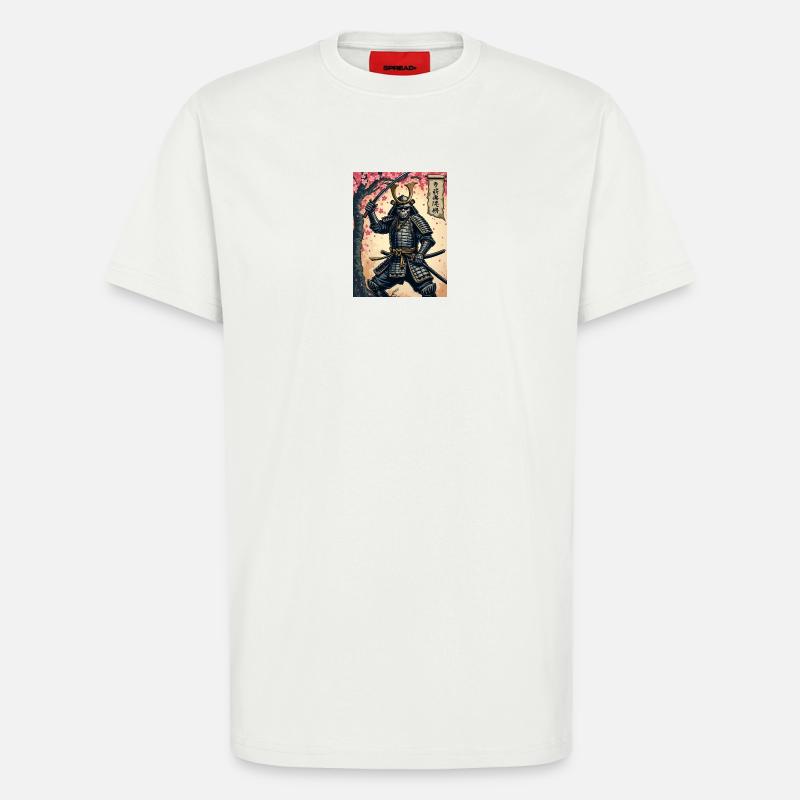 Skelett-Samurai im Kirschblütenwald - T-Shirt - made by SPREAD - OFF WHITE