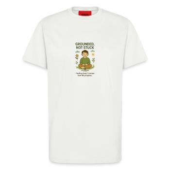 Grounded, Not Stuck - T-Shirt - made by SPREAD - OFF WHITE - Front - Alina (178cm) & Michal (187cm)