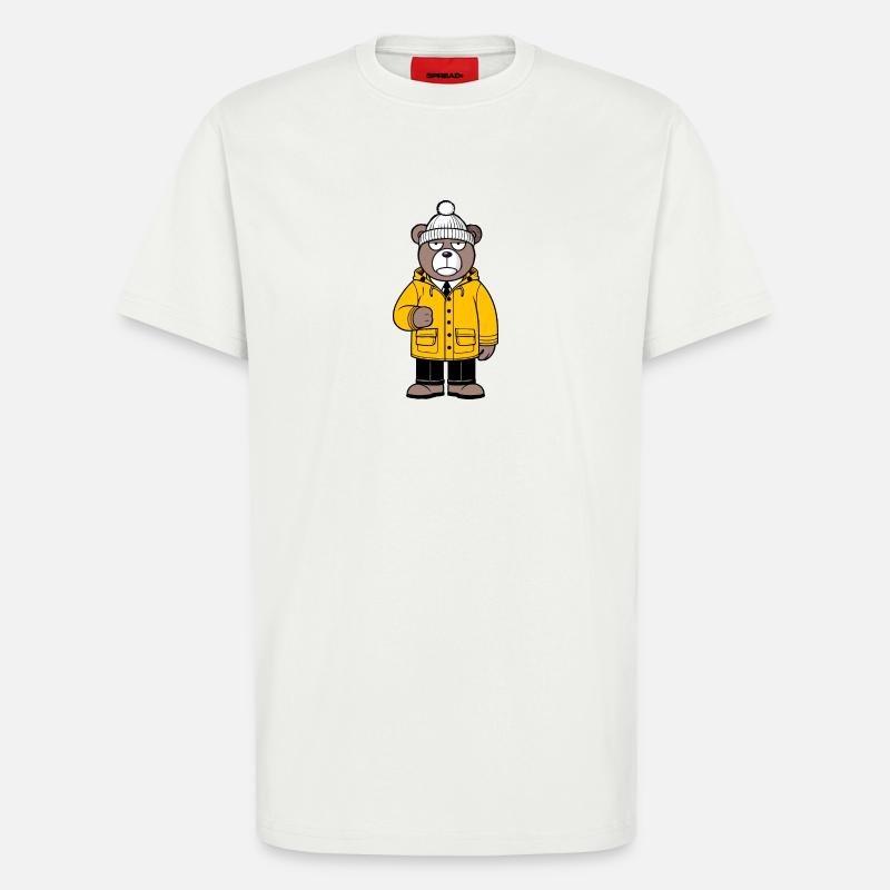 Veste de pluie Bear - T-shirt bio décontracté fabriqué en UE - OFF WHITE
