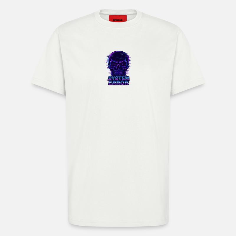 Neon Glitch Schädel mit Systemfehlertext - T-Shirt - made by SPREAD - OFF WHITE