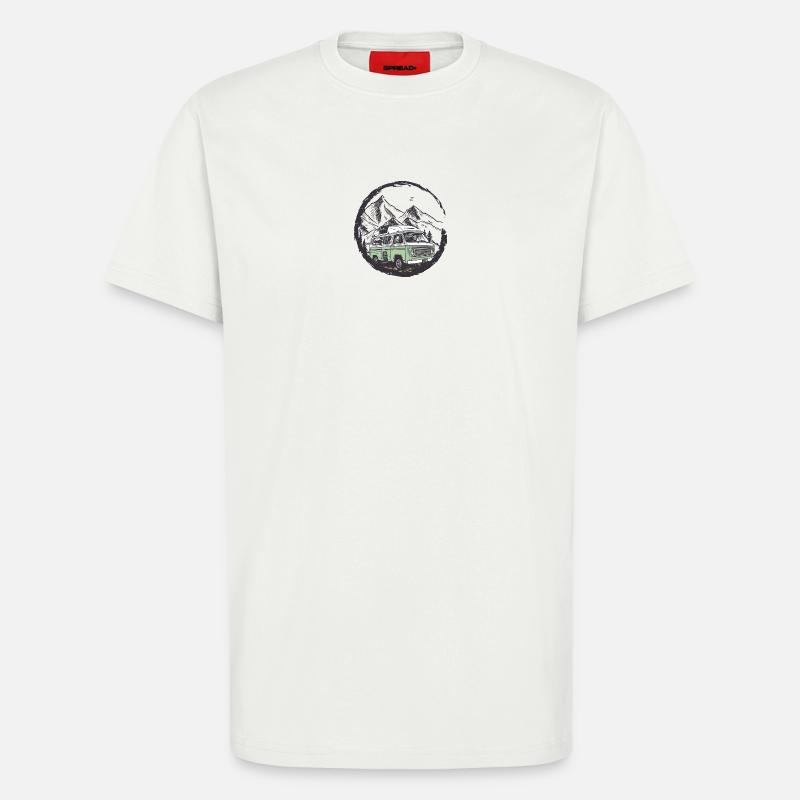 Retro Camper im Mountain Circle - T-Shirt - made by SPREAD - OFF WHITE