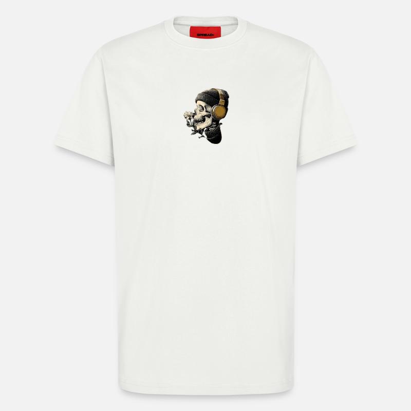 Kopfhörer-Skull mit Blume - T-Shirt - made by SPREAD - OFF WHITE
