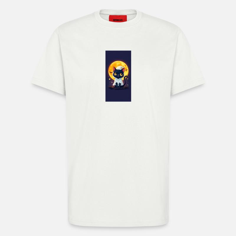 Moonlight Cat in Ghost Cloak - T-Shirt - made by SPREAD - OFF WHITE